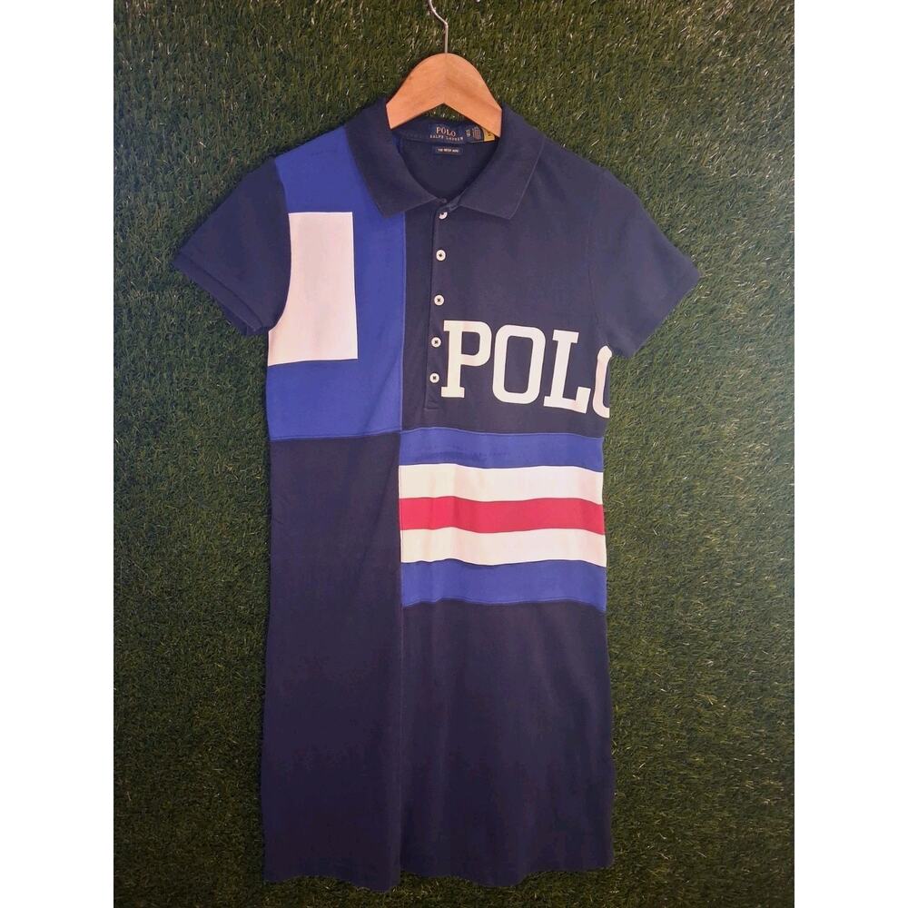 Polo Ralph Lauren The Mesh Mini Dress Women’s XS Navy Colorblock Stripe Polo...